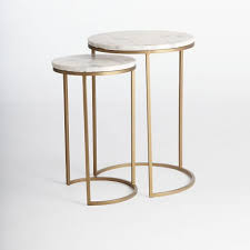 Round Nesting Side Tables Set Marbleantique Brass West Elm Round C Table Marble Side Tables Side Table Nesting Tables