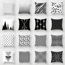 Black And White Geometric Pillow Covers Black And White Polyester Throw Pillow Geometric Cushion Cover Black And White Cushions White Cushion Covers White Pillow Cases