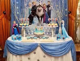 I absolutely adore all of the cute dessert ideas such as the blue rock candy sugar sticks hanging from the tree like icicles and the ice cream blizzards! Frozen Birthday Frozen For Little Princess Catch My Party Frozen Party Decorations Frozen Themed Birthday Party Frozen Birthday Party Decorations