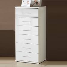 It features a cute curved front with a triangulated white veneer pattern that gives the drawer a clean modern feel. Alton Chest Of Drawers Tall In High Gloss Alpine White Sale