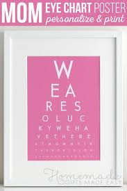 Diy Eye Chart Personalized Mothers Day Gift