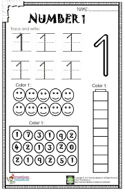 number 1 worksheet for kids okul calisma tablolari okul oncesi