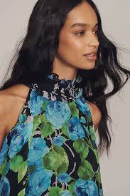 Elliatt Briony Halter Tiered High-Low Maxi Dress