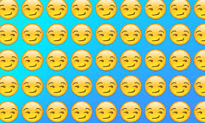 Emoji meaning a yellow face with simple, open eyes and a broad, open smile, showing upper teeth and tongue on some platforms. Emojiology Smirking Face