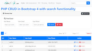 Php Crud With Search And Pagination In Bootstrap 4 Learncodeweb Primary Text Search Web Development