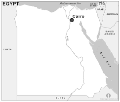 Egypt Capital Map Black And White Black And White Capital Map Of Egypt