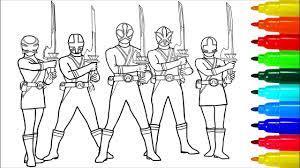 Printable power rangers samurai coloring page. Power Rangers Samurai With Swords Coloring Pages Colouring Pages For Kids With Colored Markers Youtube