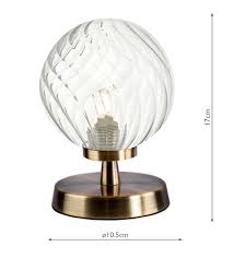 Related:crystal bedside lamps pair glass bedside lamps mirrored bedside lamps. Esben Touch Table Lamp Antique Brass With Twisted Glass