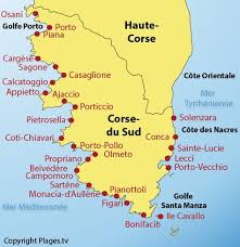 Corsica Carte Des Plages Et Stations Balneaires Dans Le Departement Corse Du Sud 2a Plage Corse Du Sud Corse Du Sud Corse