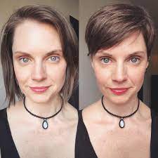 A Imagem Pode Conter 2 Pessoas Close Up Before After Hair Short Hair Styles Hair Makeover