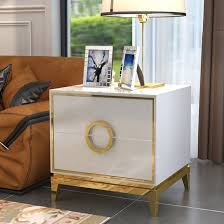 Gold Nightstand White Black Bedroom Nightstand With 2 Drawers Square Beside Table Wood Stainless Steel In 2020 With Images Bedroom Night Stands Gold Nightstand White Nightstand