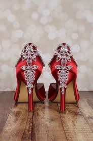 Red Wedding Shoes With Crystal Heels Red Wedding Shoes Red Heels Wedding Custom Wedding Shoes