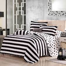 This machine washable duvet cover in white and gray will instantly brighten your bedroom, and will feel great as. Black And White Polka Dot And Stripe Print Modern Chic Traditional Reversible 100 Organic Cotton Full Queen Size Bedding Sets White Bed Set Bedding Sets Luxury Bedding Sets