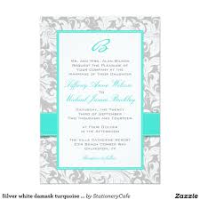 Silver White Damask Turquoise Wedding Invitation Zazzle Com Turquoise Wedding Invitations Turquoise Wedding Wedding Invitations