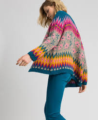 Je veux trouver un tricot pour bébé ou femme de qualité et pas cher ici tricot gilet jacquard femme. Multicolour Jacquard Cardigan Jumper Woman Patterned Twinset Milano