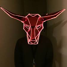 Wintercroft X Whocareswhynot Light Up Mask El Wire Bull El Wire Costume Light Up Costumes Rave Mask