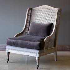 Vintage cane chair makeover, cane back chair makeover with paint. Cane Back Wing Chair With Velvet Cushion Painted Fox Home