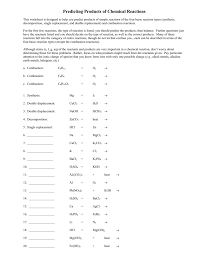This Worksheet Is Designed To Help You Predict Simple Reactions Of