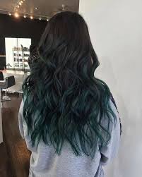Black To Dark Turquoise Long Wavy Ombre Hair Grey Sweatshirt White Background Blueblackhair In 2020 Ombre Hair Hair Styles Turquoise Hair