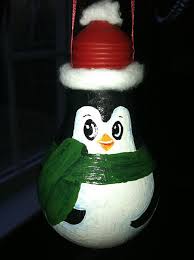 Hand Painted Penguin Lightbulb Ornament For Christmas Light Bulb Ornaments Christmas Crafts Light Bulb Crafts
