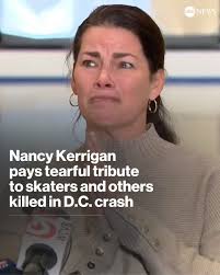 Former Olympic figure skater Nancy Kerrigan spoke alongside the Boston  skating community, following the deadly plane crash over the Potomac River.  At least 14 figure skaters are among the victims of the