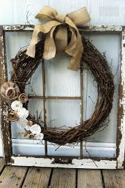Old Window Frame From Junk Yard Hobby Lobby Wreath Hot Glue And Burlap Apartment Decoration Fo Window Crafts Old Window Decor Primitive Decorating Country
