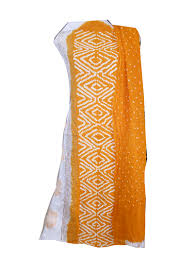 Seem so delicate and yet so lively.my stay in gujarat had intensified my love for bandhani. Buy Online Yellow And White Kutchi Bandhani Dress Material