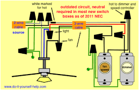 Ceiling fans and light kits, dimmer switches, fan speed controllers, 3 way fan switches in these cases, it should be wrapped with black electrical tape or otherwise marked to identify it as hot. Wiring Diagrams For A Ceiling Fan And Light Kit Do It Yourself Help Com