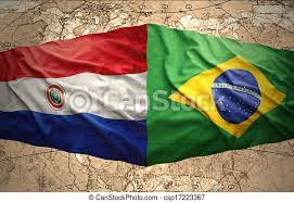 En toda su extensión de 1365 kilómetros, cruza una variedad de terreno. Brazil And Paraguay Waving Brazilian And Paraguayan Flags On The Background Of The Political Map Of The World Canstock