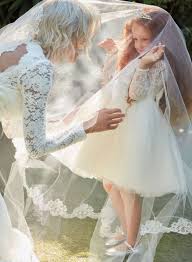 Colored wedding dresses like red and white wedding dresses and blue and white wedding dresses, are very popular. Matching Flower Girl And Wedding Dresses David S Bridal Blog