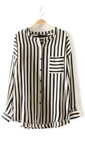 Black And White Vertical Striped Hoodie Vintage Classic Vertical Stripes With Pocket Blouse Striped Chiffon Blouse Clothes Fashion