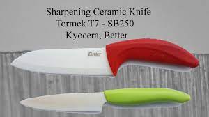 Kyocera ceramic knife sharpener is intended for sharpening ceramic blades, but it still does a very good job on steel blades as well. Ceramic Knife Sharpening Tormek T7 Sb250 Youtube