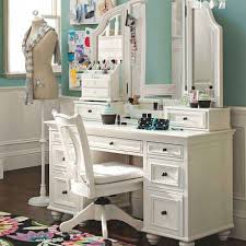 Custom Vanity Dressing Table With Makeup Storage And 9 Drawer Painted With White Color Plus 3 Fold Mir Bedroom Vanity Bedroom Makeup Vanity Shabby Chic Dresser