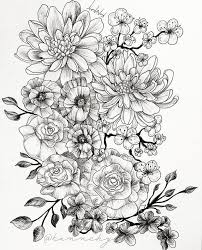 Pretty Picture Prints Well Floral Back Tattoos Floral Drawing Flower Coloring Pages