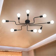 Ceiling flush mount light fixture. Lyumo Black Industrial Modern Flush Ceiling Lamp Holder Lights Fixture For 8 E27 Lights 110 240v Flush Mount Dining Room Light Walmart Com Walmart Com