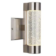 Artika Medium Bubble Flow Stainless Steel Integrated Led Outdoor Wall Mount Cylinder Light Amp105 Rnss The Home Depot Cylinder Lights Led Outdoor Wall Lights Modern Light Fixtures