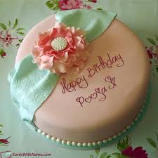 Happy Birthday Cake For Wife With Name Edit Pooja Ji Name Card Happy Birthday Cake Images Cool Birthday Cakes Cake For Husband