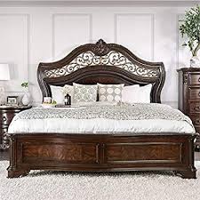 Amazon Com Furniture Of America Jordan California King Bed In Brown Cherry Kitchen Dining In 2020 Furniture Furniture Of America Upholstered Sleigh Bed