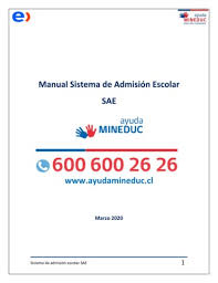 Ministerio de educación, santiago, chile. Manual Mineduc Sae