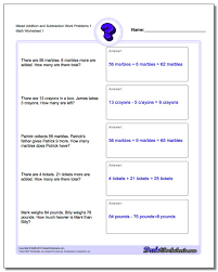 Mixed Addition And Subtraction Word Problems