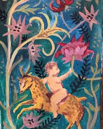 Cherub Goat By Sarah Raphael Balme Small Paintings Original Art Illustration Art