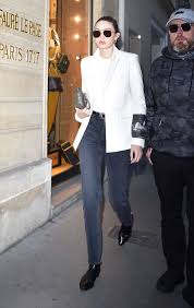 See more of gigi hadid on facebook. Gigi Hadid Grey Denim Straight Fit Jeans Street Style Paris 2020 Sassy Daily Celebrity News