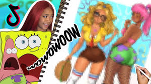 Spongebob and patrick drawing cute. Drawing Spongebob And Patrick As Baddies I Have A Tik Tok Christina Lorre Youtube
