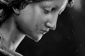 Tears from Heaven; Angel Statue; Angel in the Rain; Bronze Statue; Black  and White