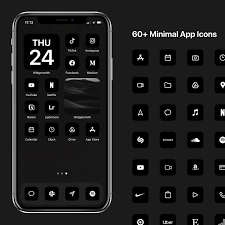 Ios 15 Minimal Icons Black Minimalist Icon Pack Iphone Etsy Minimalist Icons Icon App Icon