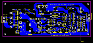 Variable Power Supply Circuit 0 50v At 3a With Pcb Eleccircuit Com Power Supply Circuit Power Supply Electronic Circuit Projects