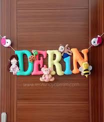 derin isimli bebek kapi susu harf harf isimlik kapi susu felt name banner felting projects baby design