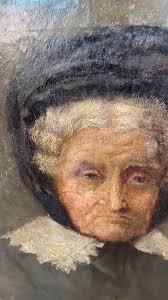 Antique oil painting portrait of senior lady called Ethel Murray