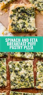 Spinach And Feta Breakfast Puff Pastry Pizza Is Light And Savory With A Flaky Puff Pastry Crust Thi Breakfast Puff Pastry Puff Pastry Pizza Savory Puff Pastry