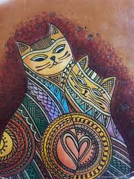 kozhanaya sumka ruchnoj raboty s avtorskim risunkom dva kota kupit na yarmarke masterov cyirlru klassicheskaya sumka kamenec podolskij risunki raboty kozhanye sumki ruchnoj raboty